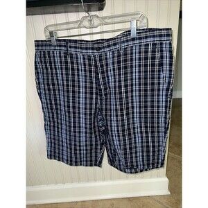 MICHAEL KORS Men's Cotton Linen Blend Blue Plaid Golf Shorts EUC Size 40